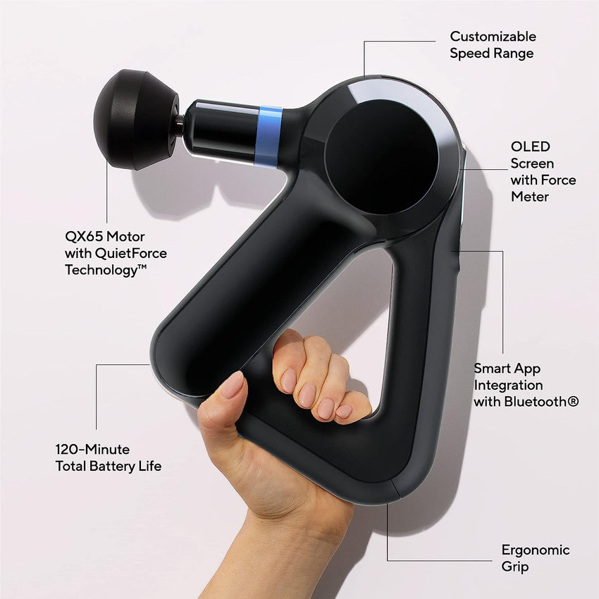 TheraGun Elite Ultra-Quiet Percussion Massage Gun for Deep Tissue Muscle Pain Relief. Handheld Electric Massager Perfect for Neck. Back. and Full Body Tension. Bluetooth and USB-C Charging. 5th Gen