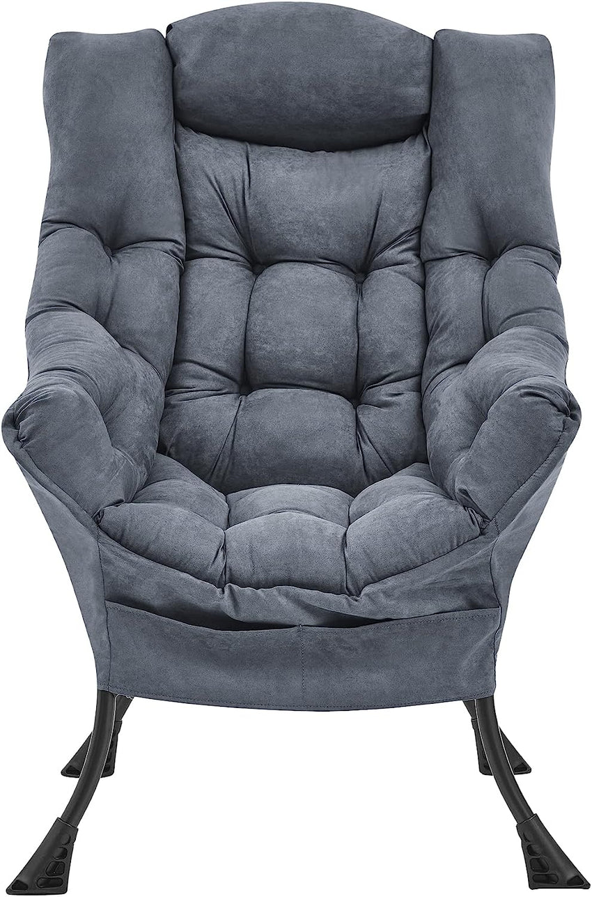 Living and More High Back Sofa Chair. Modern Fabric Lazy Chair. Accent Contemporary Lounge Chair. Cool Grey