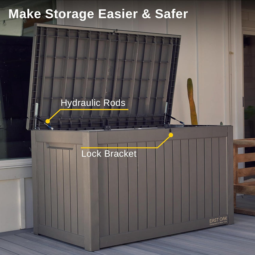 230 Gallon Deck Box. Outdoor Storage Box with Padlock