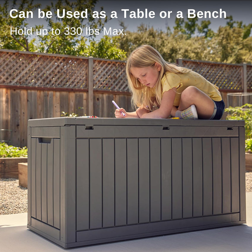 230 Gallon Deck Box. Outdoor Storage Box with Padlock