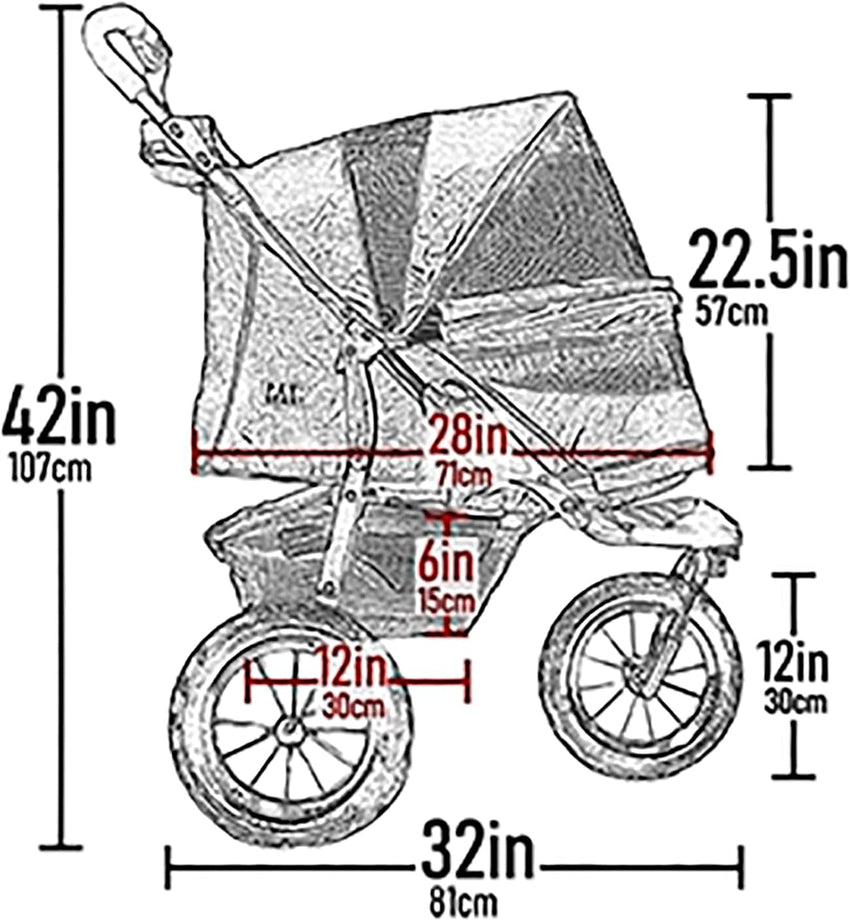 Pet Gear No-Zip AT3 Pet Stroller for Cats/Dogs. Zipperless Entry. Easy One-Hand Fold. Jogging Tires. Removable Liner. Cup Holder + Storage Basket. 1 Model. 2 Colors