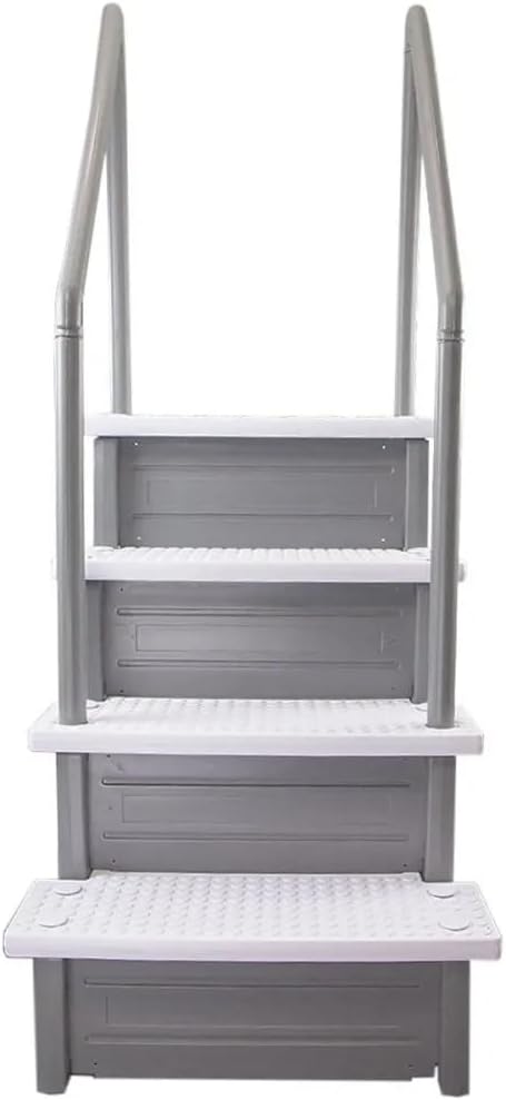 Select Anti-Slip in-Pool Steps | Gray | for Above Ground Swimming Pools | Can Mount to Decks 48 to 54 H | Safety Stairs Capacity Up to 300 lbs