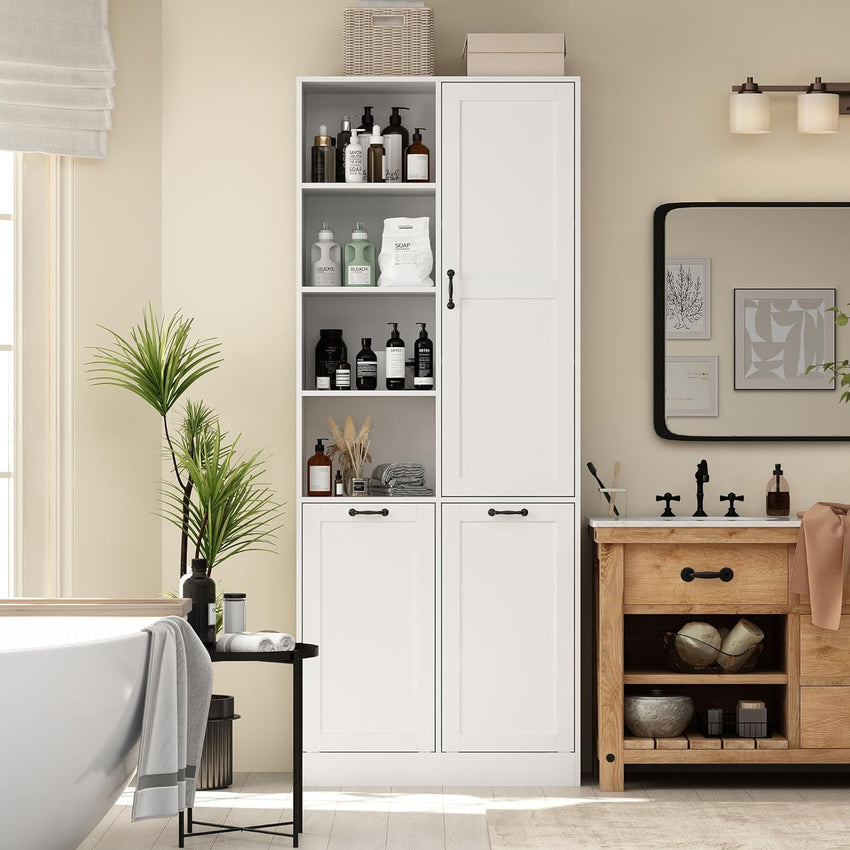 Storage cabinet with laundry basket. display cabinet