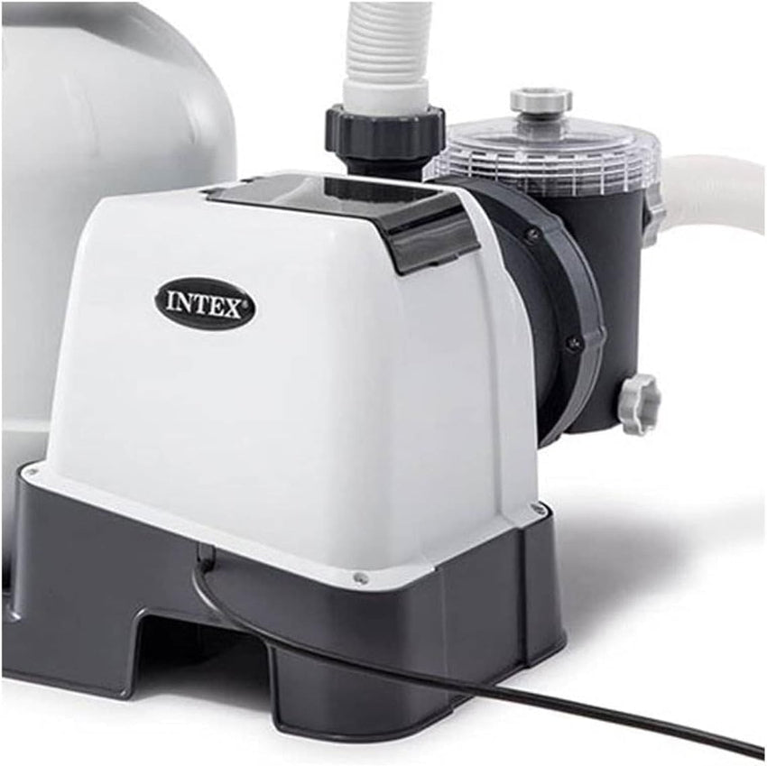 Intex 26651EG Krystal Clear 16 Inch 3.000 GPH Above Ground Pool Sand Filter Pump with Automatic Timer. GFCI. and 6 Function Control. Gray