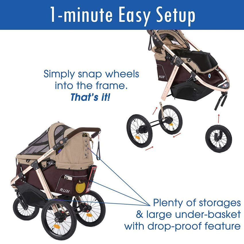 Jogging Sports Stroller with Comfort Rubber Wheels/Zipper-Less Entry/1-Hand Quick Fold/Aluminum Frame for Small/Medium Dogs. Cats and Pets (Green Camo)