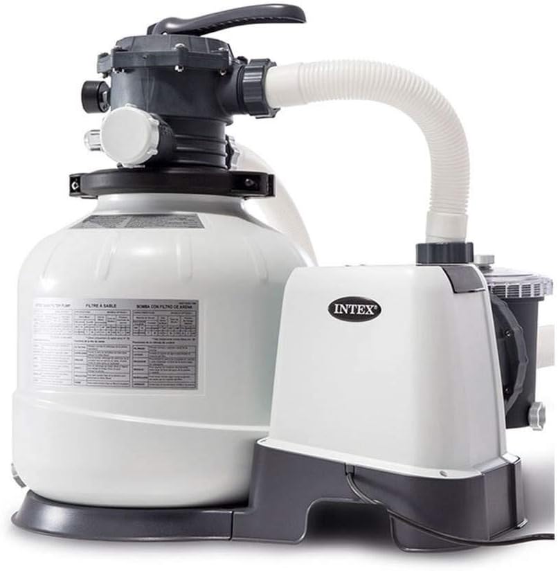 Intex 26651EG Krystal Clear 16 Inch 3.000 GPH Above Ground Pool Sand Filter Pump with Automatic Timer. GFCI. and 6 Function Control. Gray
