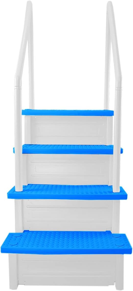 Select Anti-Slip in-Pool Steps | Gray | for Above Ground Swimming Pools | Can Mount to Decks 48 to 54 H | Safety Stairs Capacity Up to 300 lbs