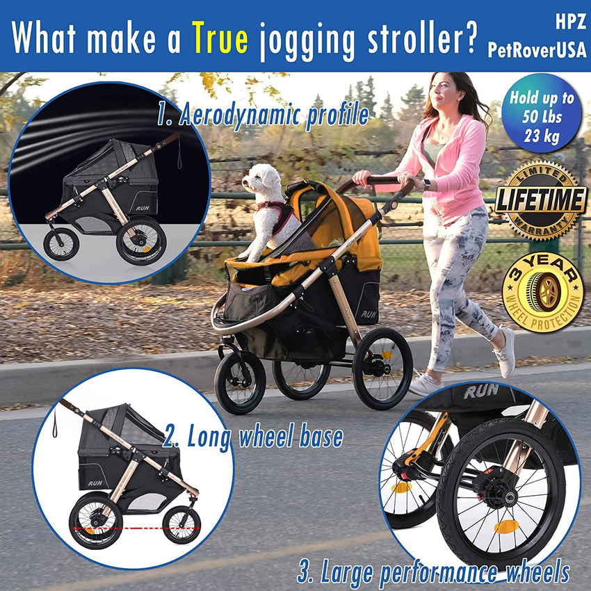 Jogging Sports Stroller with Comfort Rubber Wheels/Zipper-Less Entry/1-Hand Quick Fold/Aluminum Frame for Small/Medium Dogs. Cats and Pets (Green Camo)